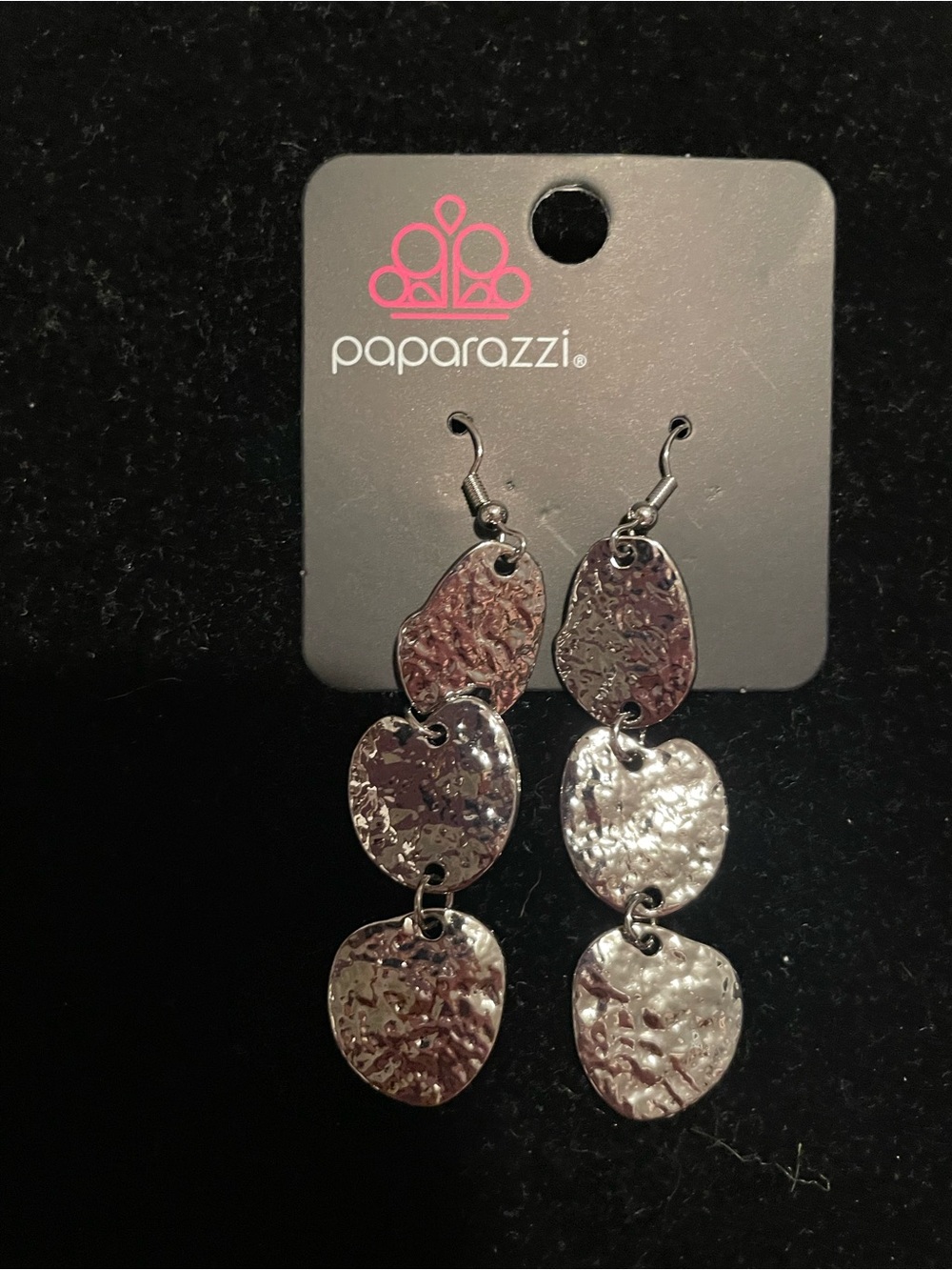 paparazzi Silver Textured Triple Drop Earrings